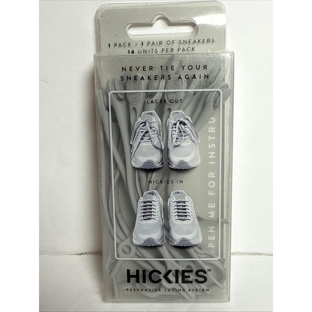 Hickies Grey Shoe Responsive Lacing System‎ Never Tie your sneakers again 14 New